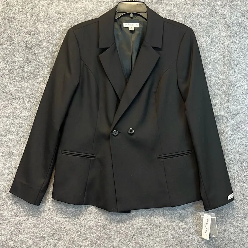 NWT PENDLETON Jacket Women's Size 16 Black Virgin Wool Double‎ Breasted Blazer